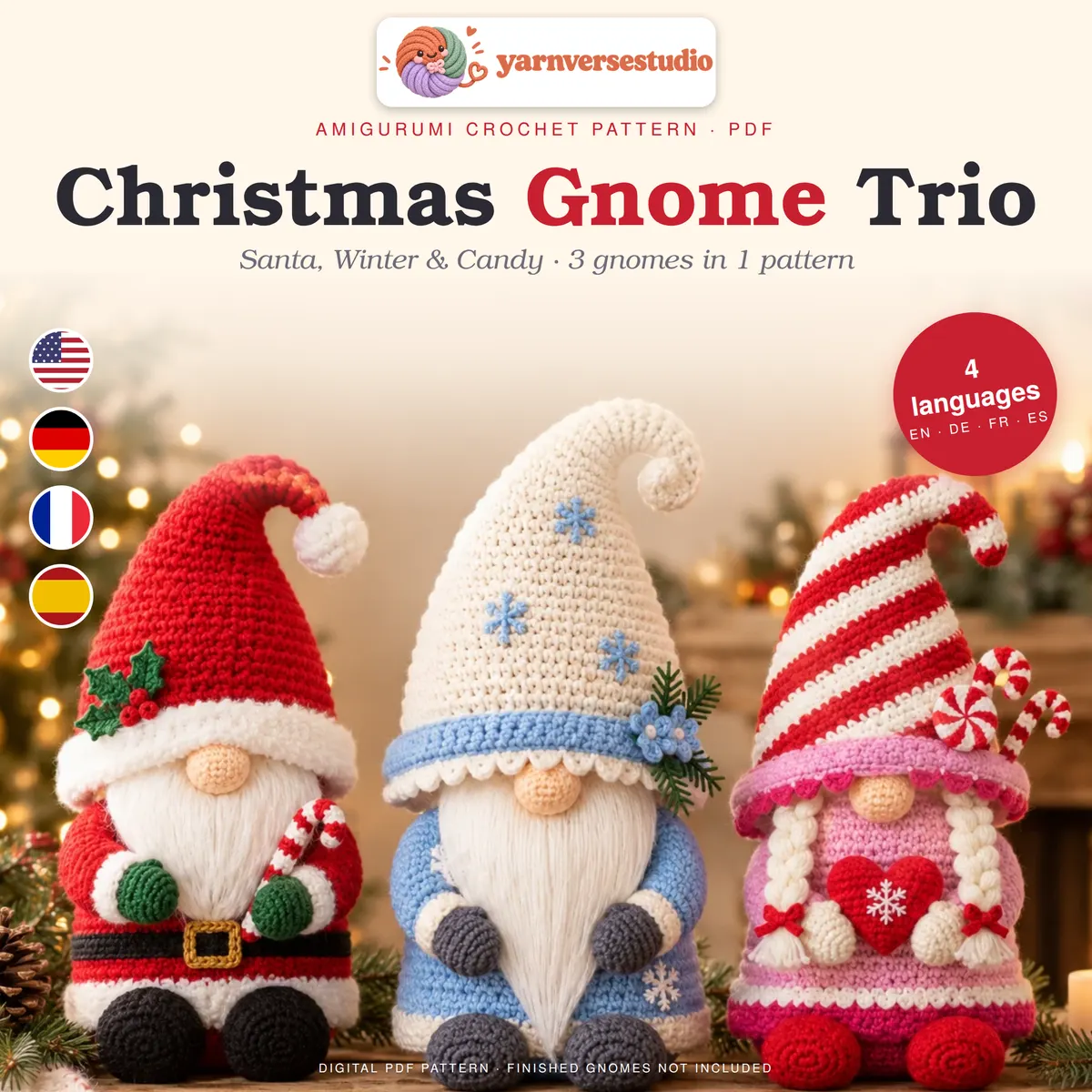 Häkelanleitung Weihnachtswichtel-Trio