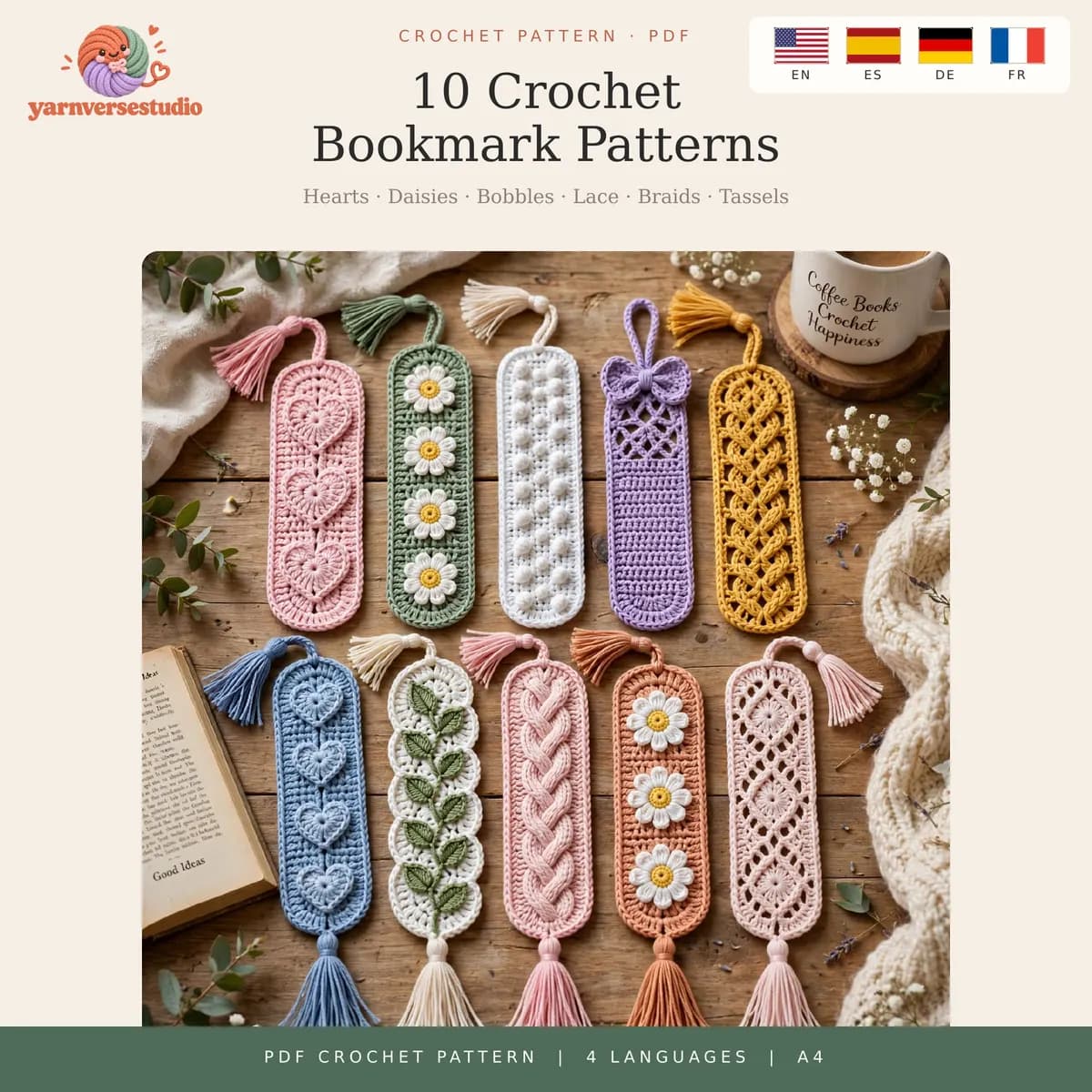 10 Patrons de Marque-pages au Crochet : Boho, Cœur, Marguerite et Dentelle