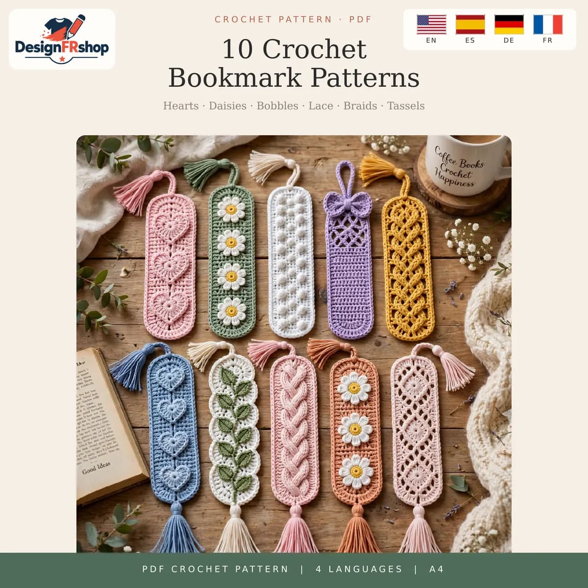 10 Crochet Bookmark Patterns: Boho Heart, Daisy and Lace