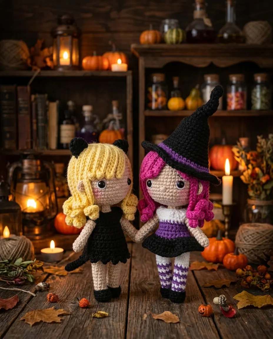Halloween Ada and Kat Doll Crochet Pattern