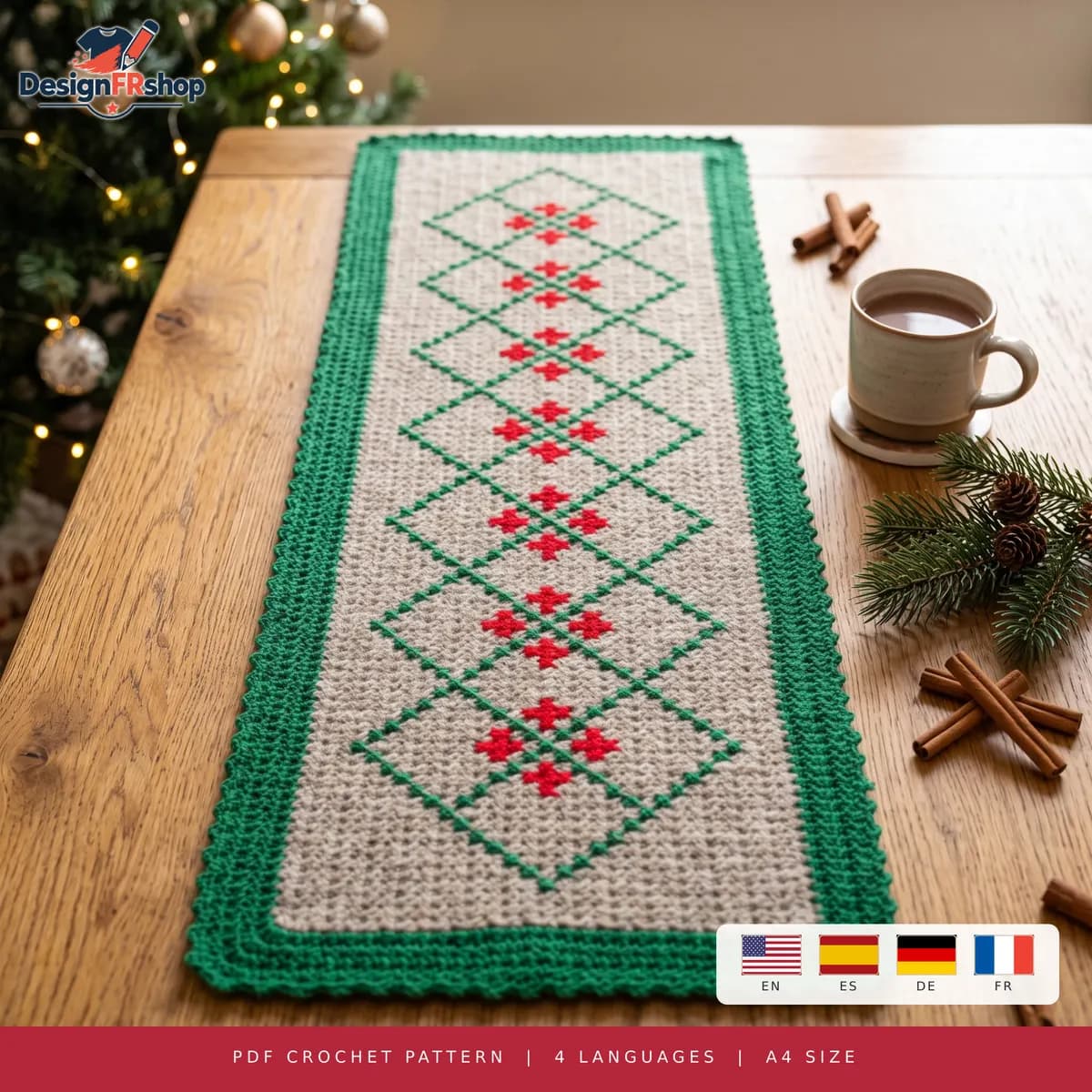 Holly Argyle Table Runner Tapestry Crochet Pattern